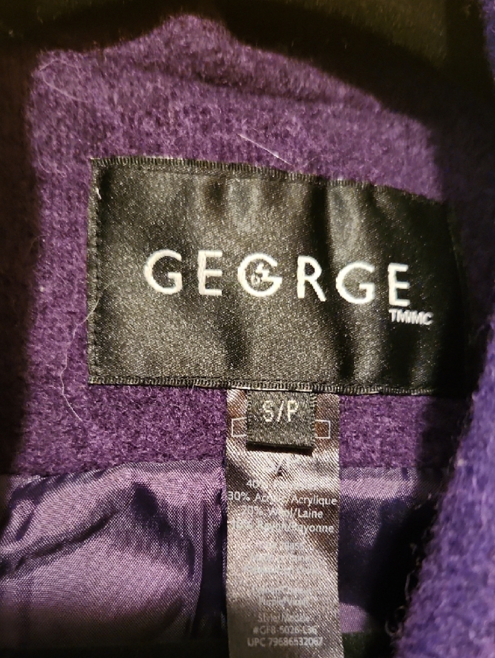 George Women's Purple 3/4 Length Cropped Coat - Picture 2 of 8